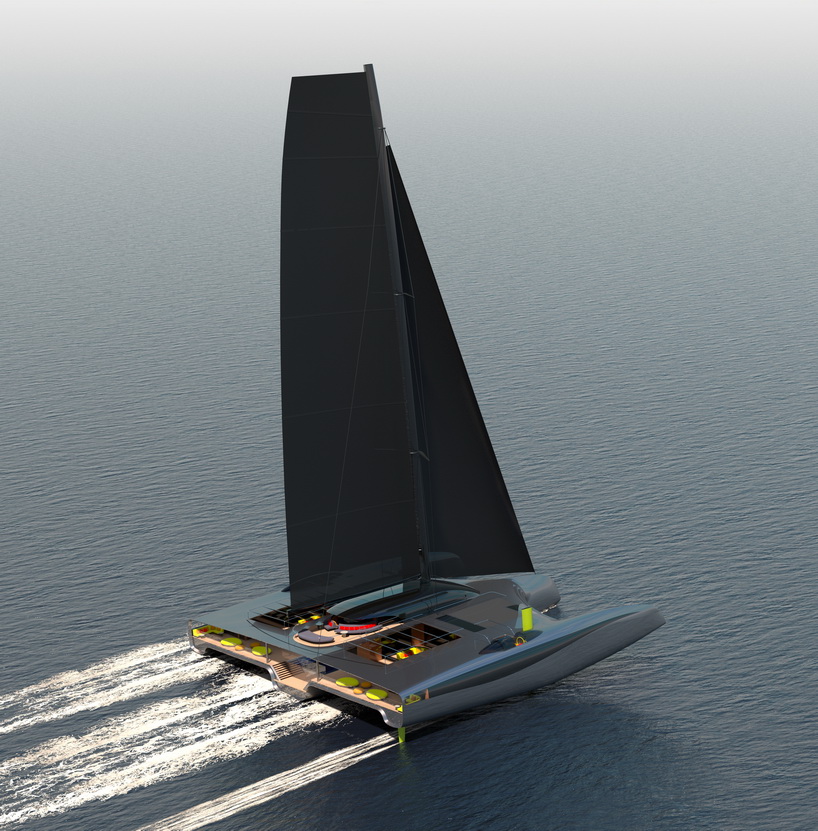 40-meter-long domus trimaran concept aspires to be the first truly zero-emission superyacht