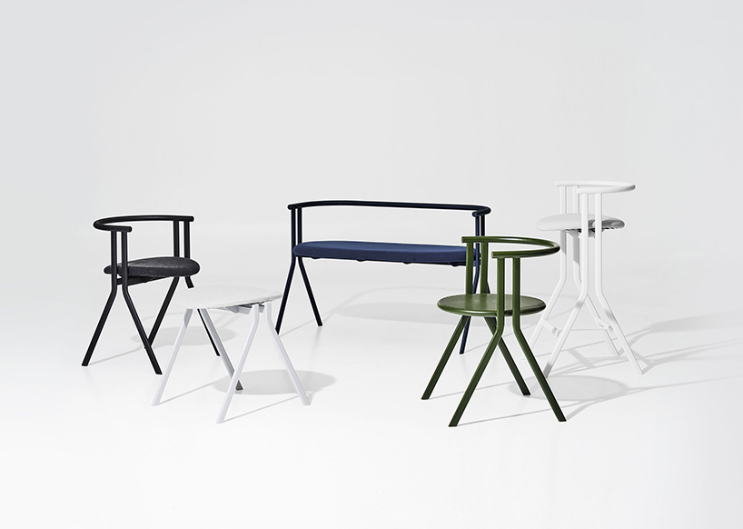 jiyoun kim studio introduces minimalist chair collection with 52 degree angled legs