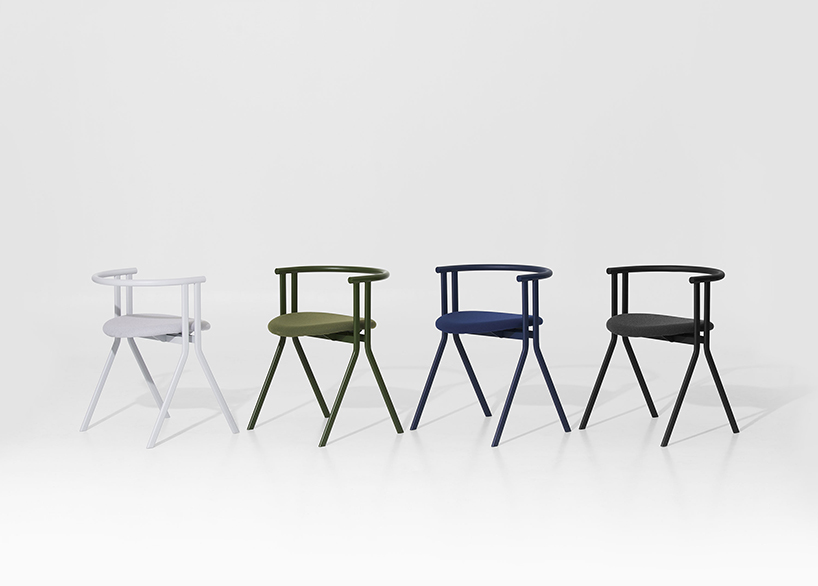jiyoun kim studio introduces minimalist chair collection with 52 degree angled legs