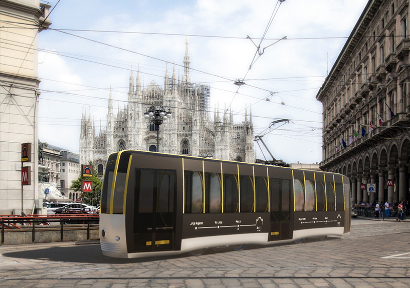 passerella by A>T imagines a new socially-distanced tram for milan designboom
