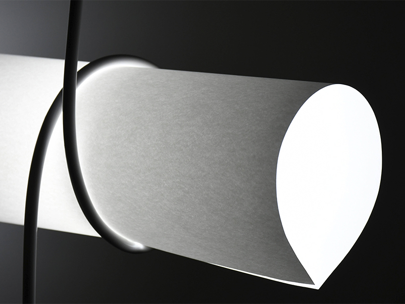 kazuhiro yamanaka designed the simplest lamp using a just a piece of a3 paper with a single electric cable 2