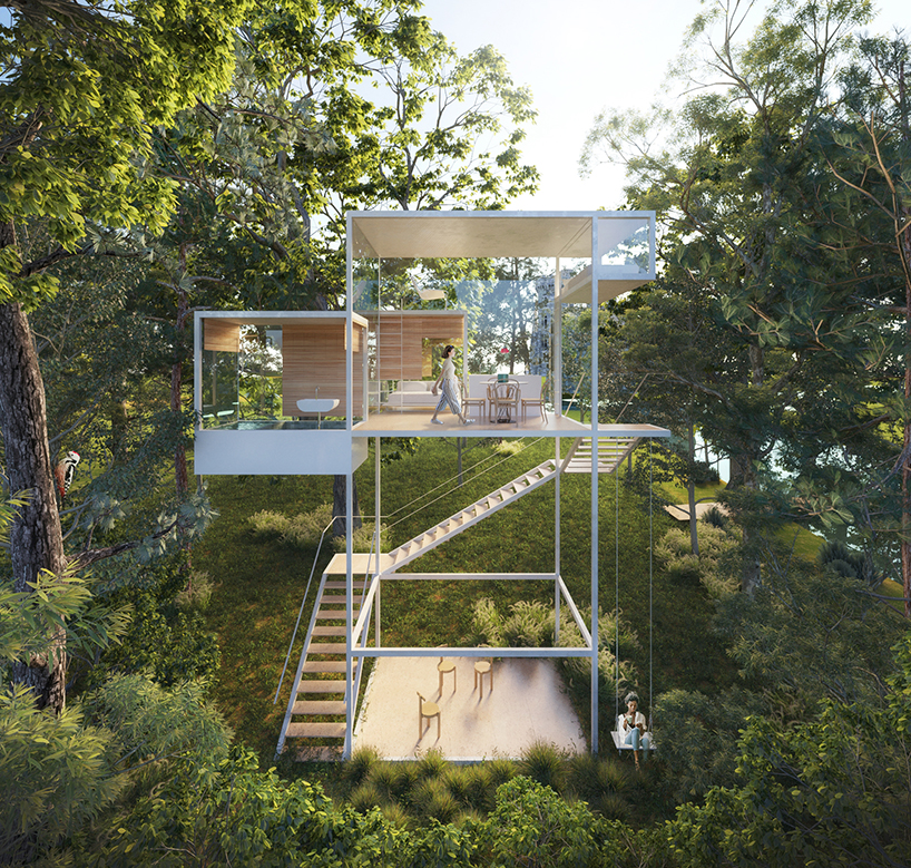 the treehouse module conceives a dialogue with forests in france designboom