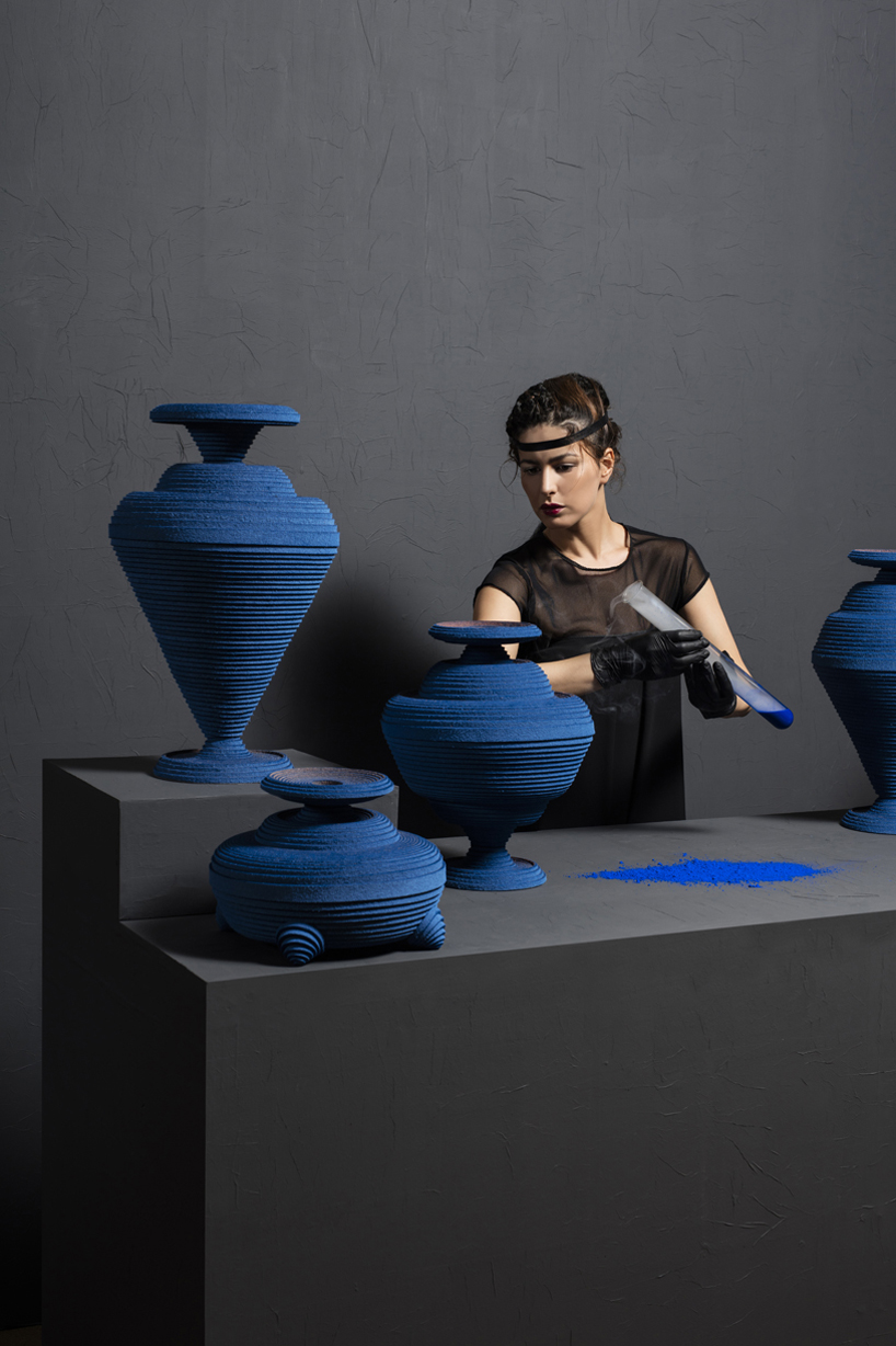 siba sahabi blue alchemy vases egyptian blue pigment designboom