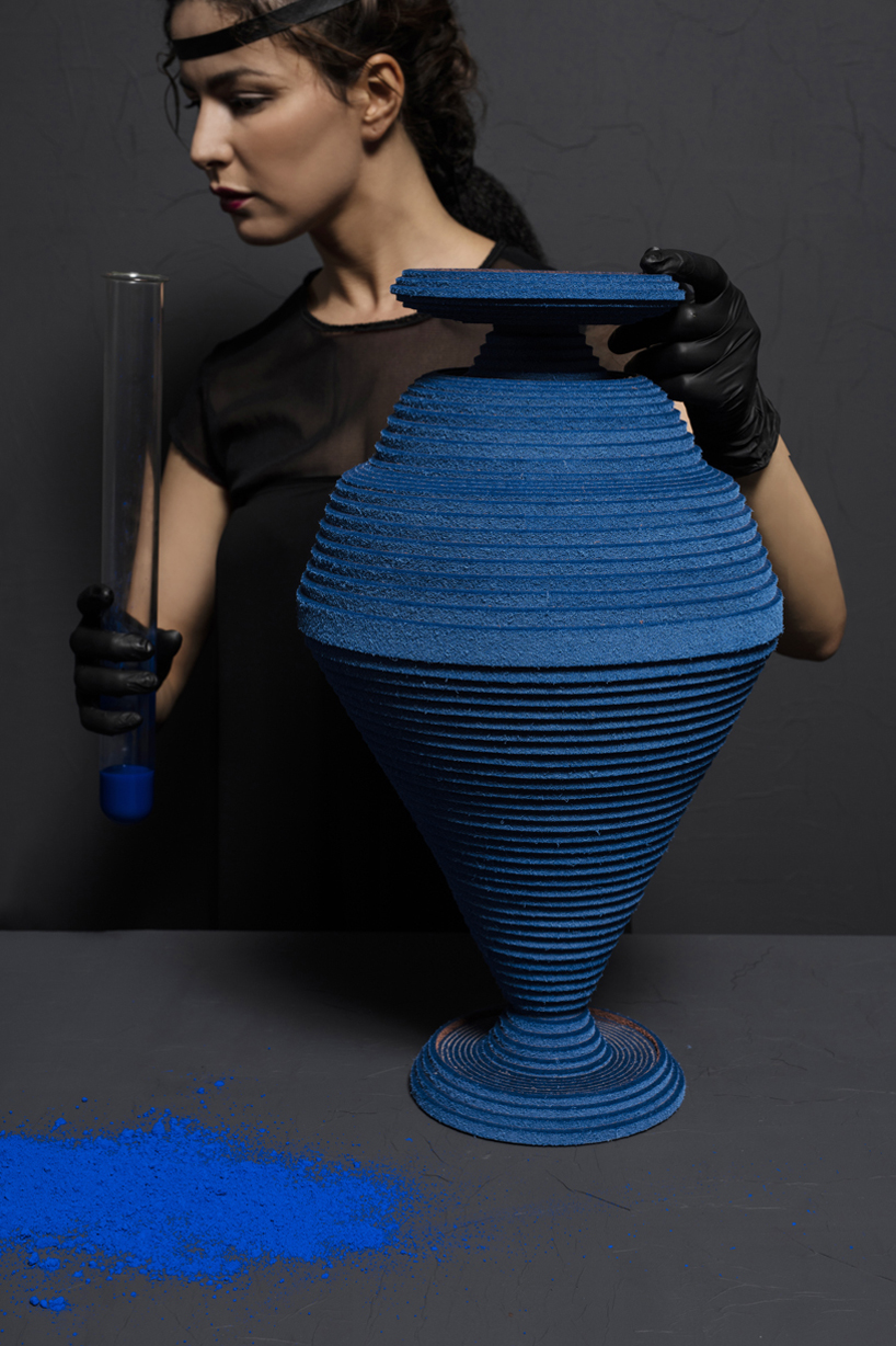 siba sahabi blue alchemy vases egyptian blue pigment designboom