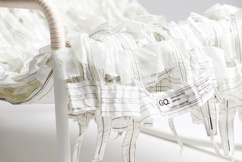 LAYER + RÆBURN recycle parachute material to create the canopy chair collection designboom