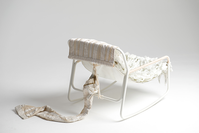 LAYER + RÆBURN recycle parachute material to create the canopy chair collection designboom