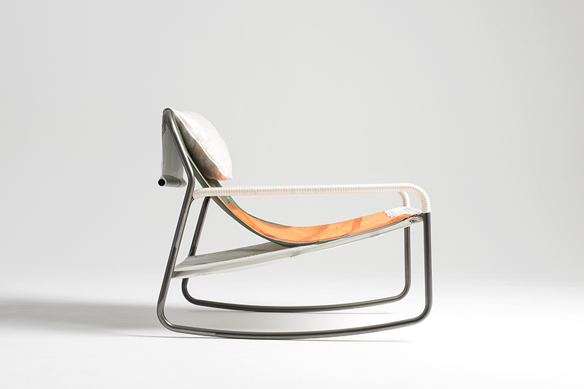 LAYER + RÆBURN recycle parachute material to create the canopy chair collection designboom