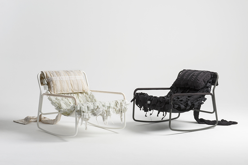LAYER + RÆBURN recycle parachute material to create the canopy chair collection designboom