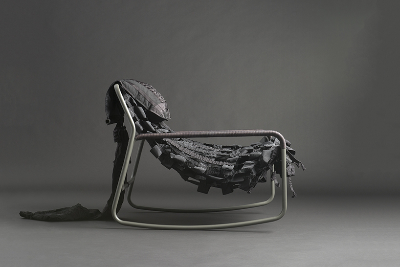 LAYER + RÆBURN recycle parachute material to create the canopy chair collection designboom