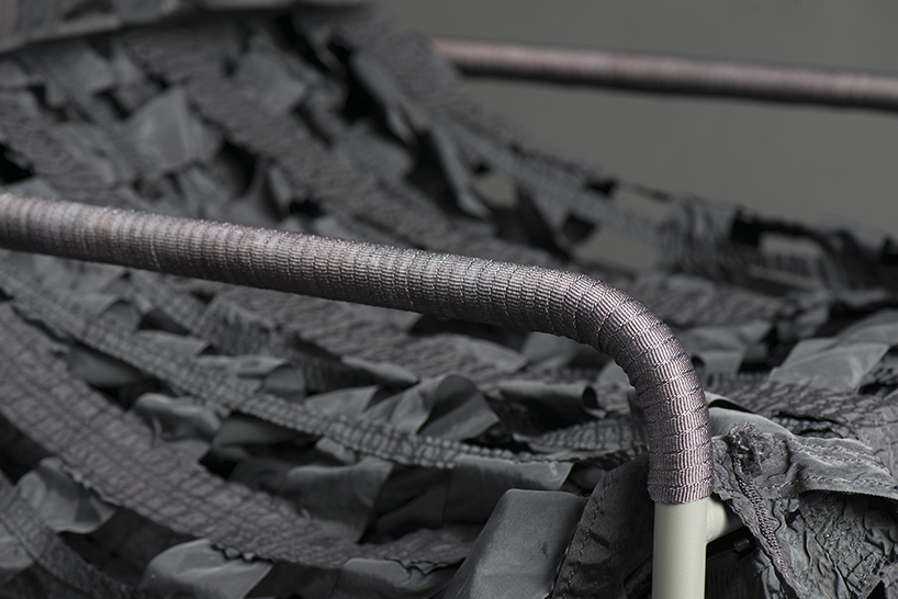 LAYER + RÆBURN recycle parachute material to create the canopy chair collection designboom