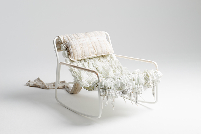LAYER + RÆBURN recycle parachute material to create the canopy chair collection designboom
