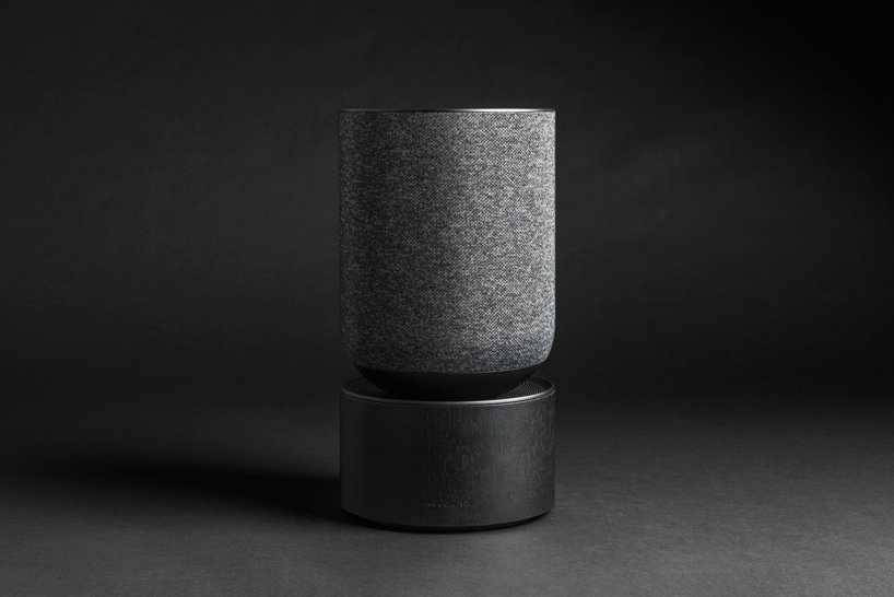LAYER designs a sculptural speaker for bang & olufsen with oak base and textile cover designboom