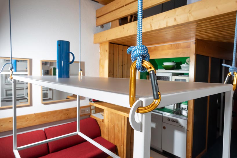 coudamy refurbishes a 19 sqm les arcs apartment with a space saving 'flying table' designboom