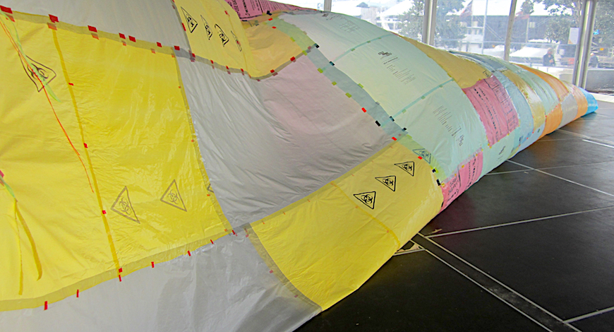 brydee rood creates a gigantic windsock sculpture to explore the issue of plastic pollution - 3
