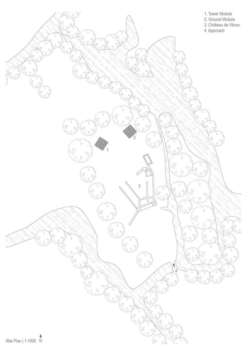 NRAV architects' treehouse proposal reclaims the ruins of a french castle designboom