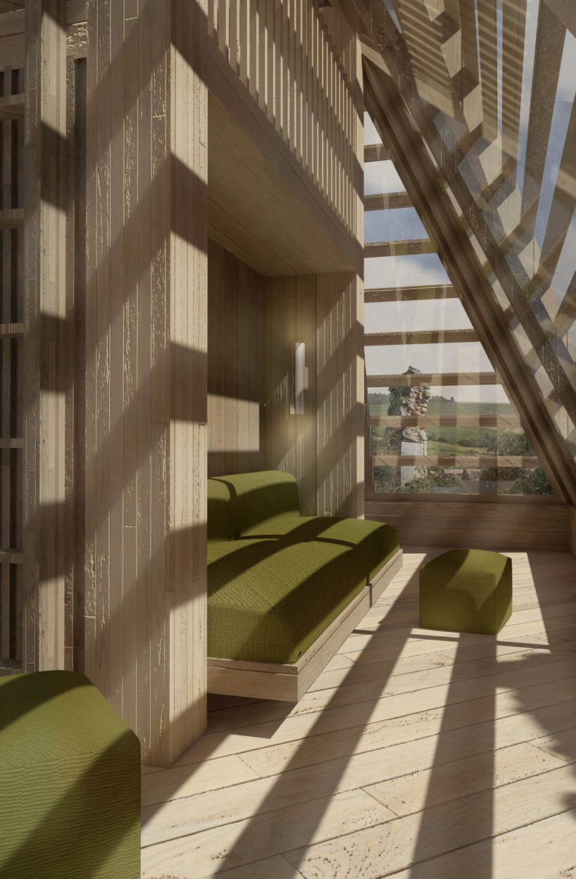 NRAV architects' treehouse proposal reclaims the ruins of a french castle designboom