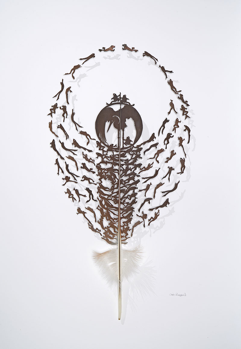 chris maynard carves real bird feathers into intricate artworks designboom