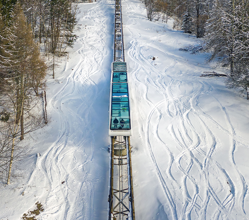atelier 360 designs a fully glazed funicular in the french mountains 6