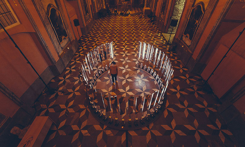 SOFTlab creates circular light installation of movement responsive mirrors and LEDs