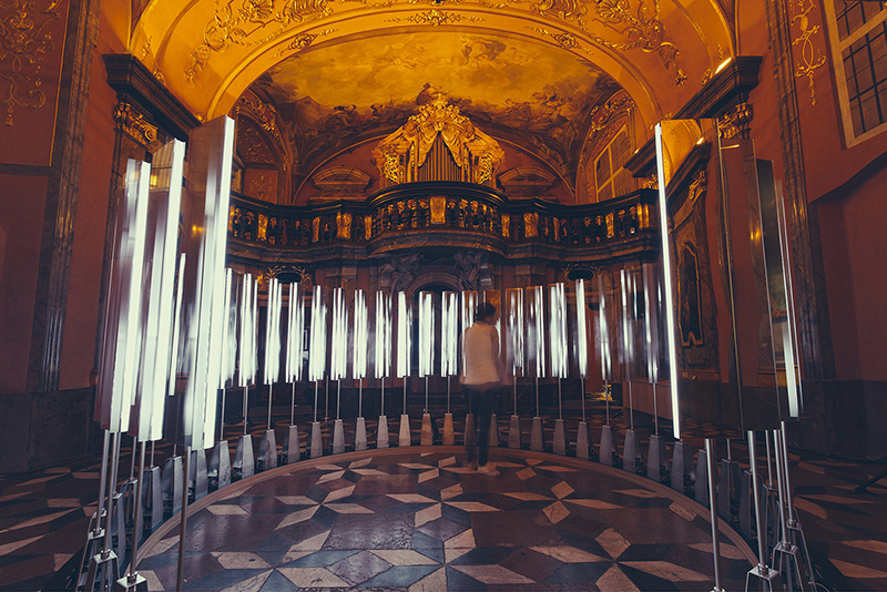 SOFTlab creates circular light installation of movement responsive mirrors and LEDs