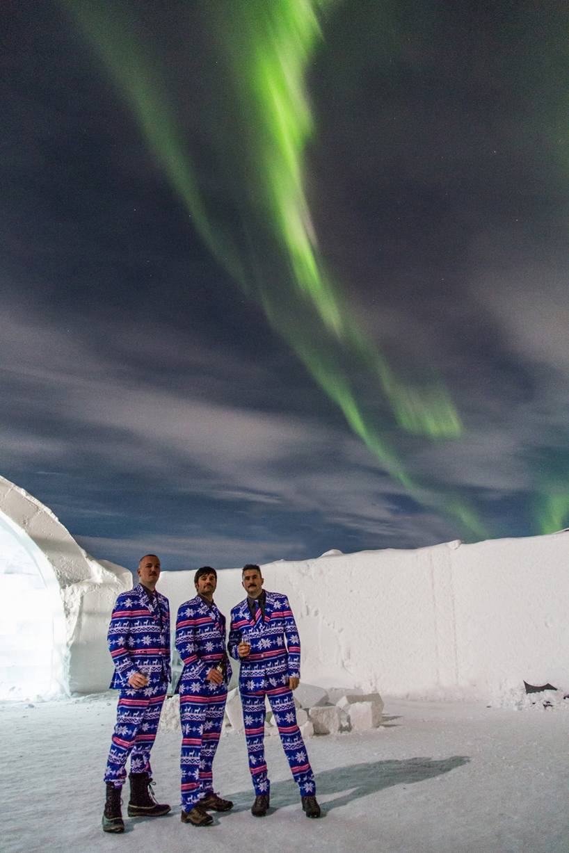 global designers form hotel's 25th annual icebar as an explosion of snow - 1