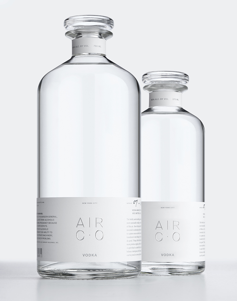 air co. vodka is a carbon-negative alcohol brand created by joe doucet x partners designboom