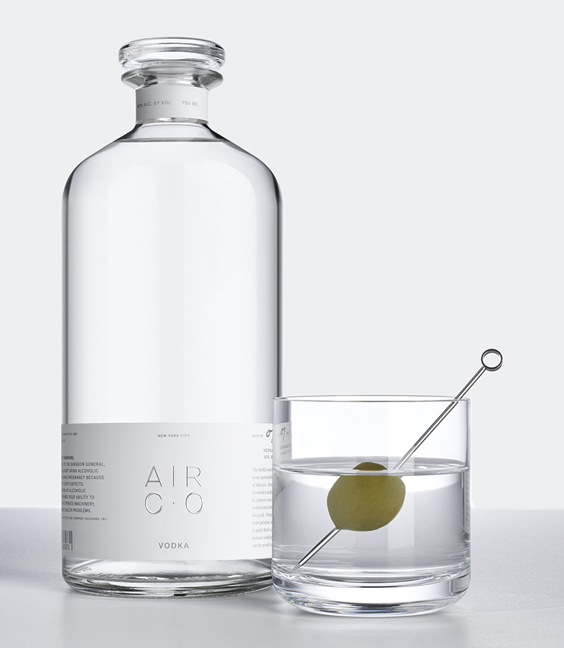 air co. vodka is a carbon-negative alcohol brand created by joe doucet x partners designboom