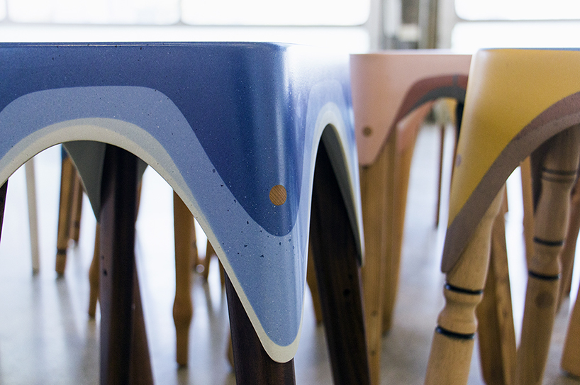 maor aharon repurposes abandoned wood furniture into multicolored stools - 2