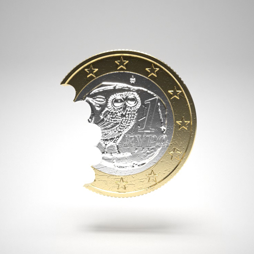 lucie davis takes a bite out of euro coins in recent NFT collection