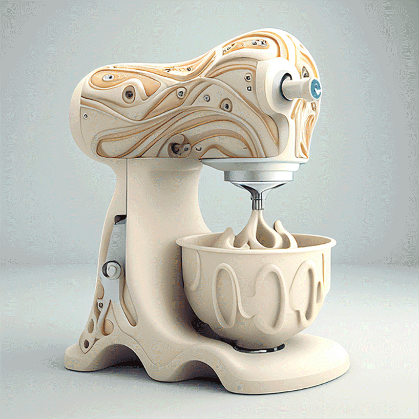 AI-generated series redesigns vibrant household appliances in gaudí aesthetic