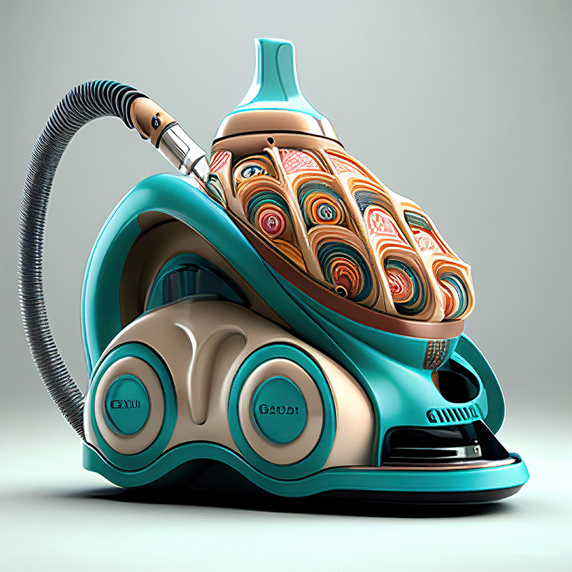 AI-generated series redesigns vibrant household appliances in gaudí aesthetic