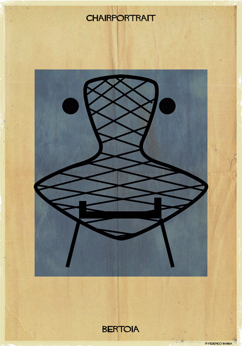 federico babina imagines iconic chairs as expressive faces in latest illustration series