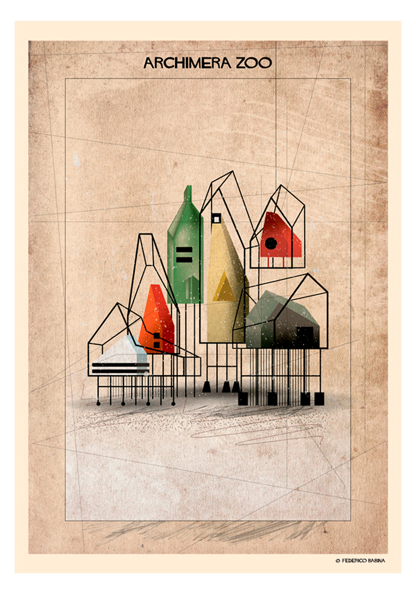 federico babina's architectural theatre transforms structures into vivid characters