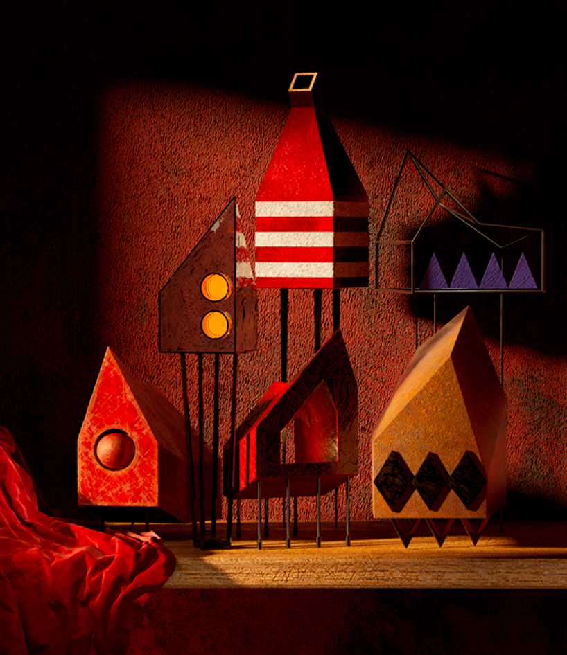 federico babina's architectural theatre transforms structures into vivid characters