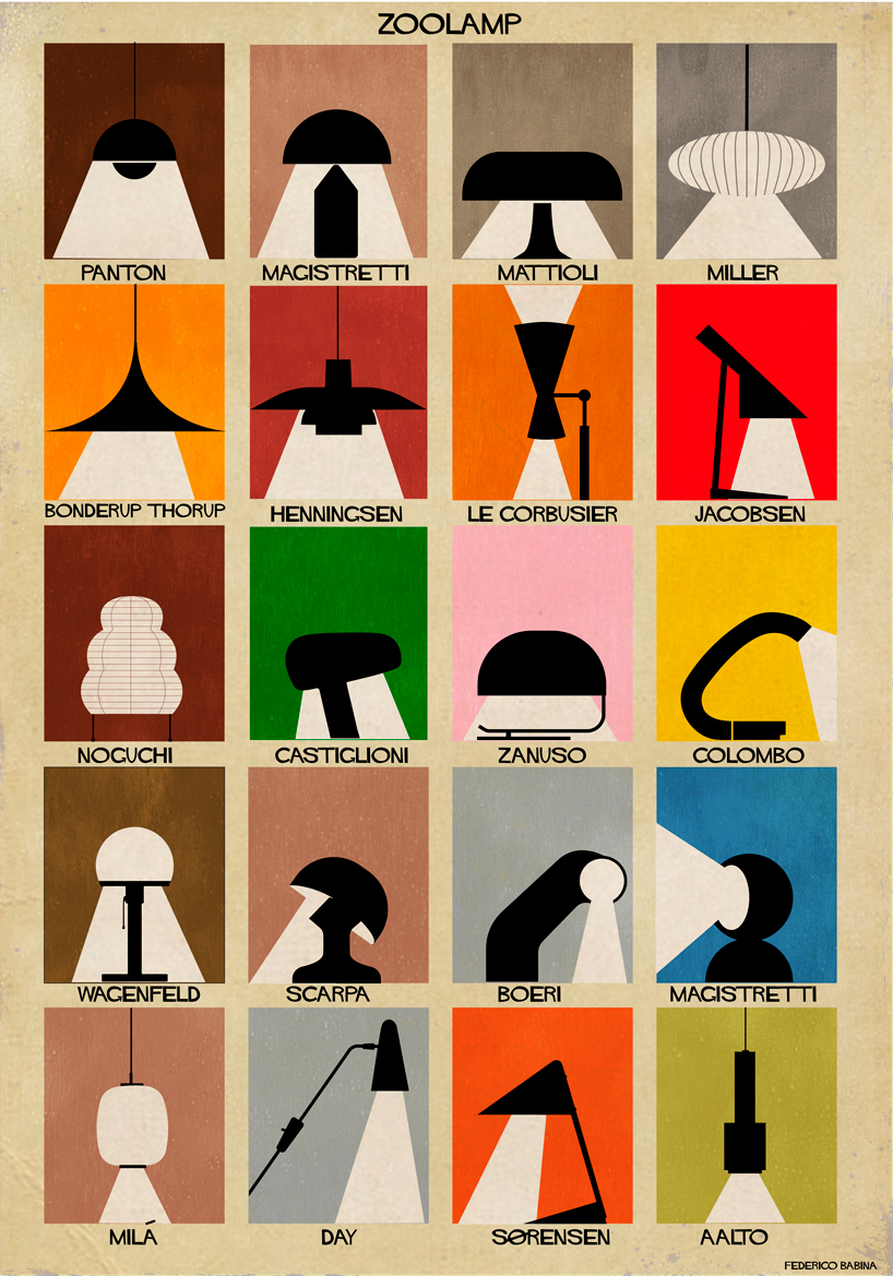 federico babina reimagines iconic designer lamps as animals in latest illustration series ZOOLAMP