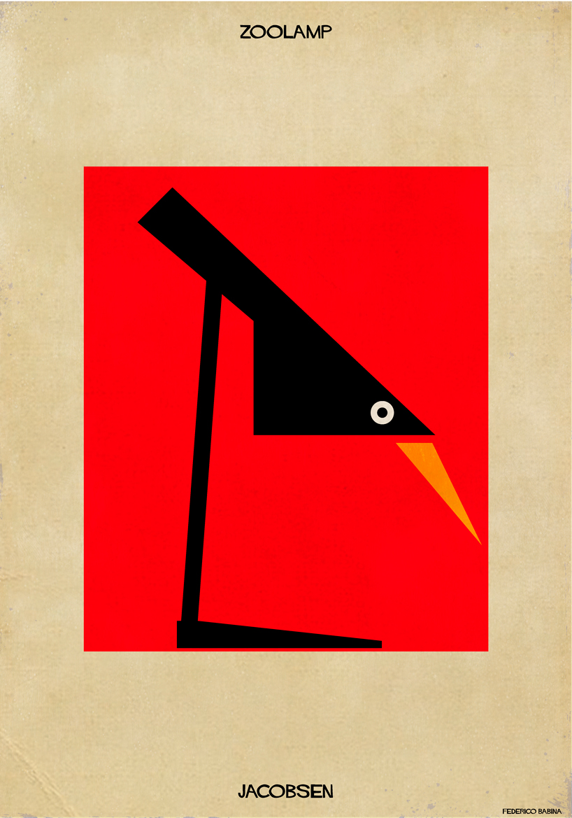federico babina reimagines iconic designer lamps as animals in latest illustration series ZOOLAMP