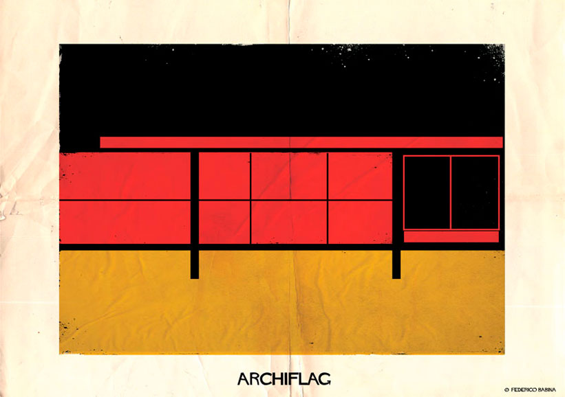 national flags composed of architectures transcend borders in federico babina's illustrations