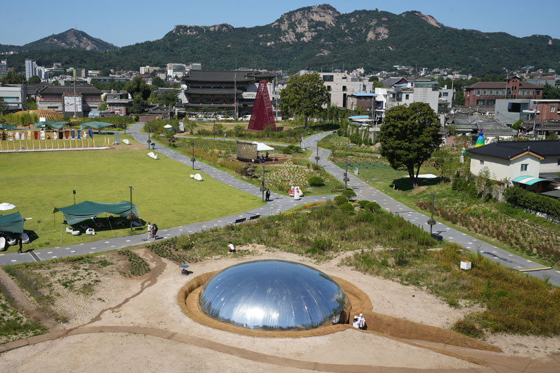 invisible inflatable pavilion by plastique fantastique pops up in the heart of seoul