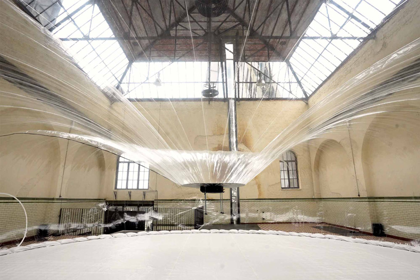 transparent volume by plastique fantastique inhales and exhales within coal mine in genk