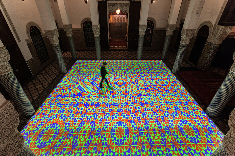 miguel chevalier's digital arabesques adapt to visitors' movements