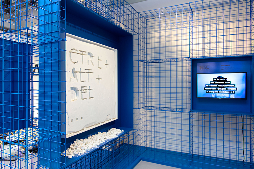 studio 5•5 creates a colorful grid-like scenography for exhibition in paris designboom