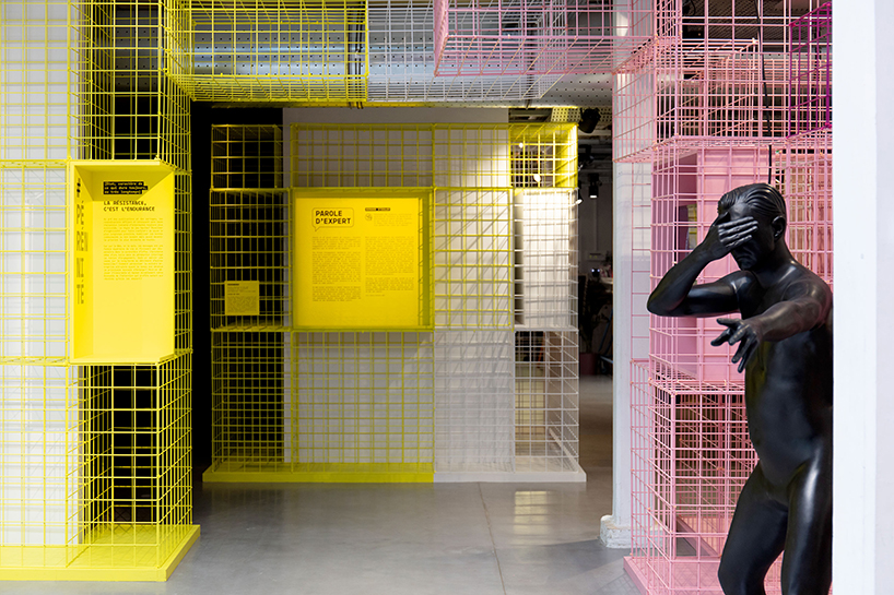 studio 5•5 creates a colorful grid-like scenography for exhibition in paris designboom