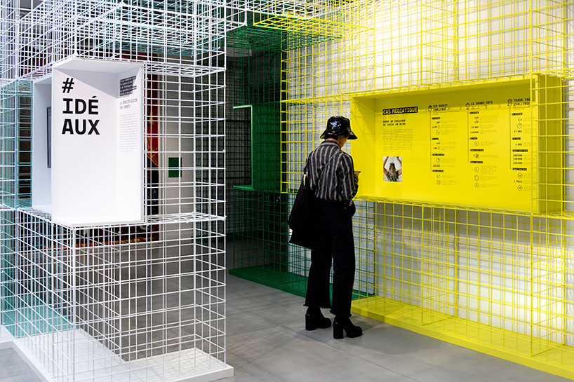 studio 5•5 creates a colorful grid-like scenography for exhibition in paris designboom