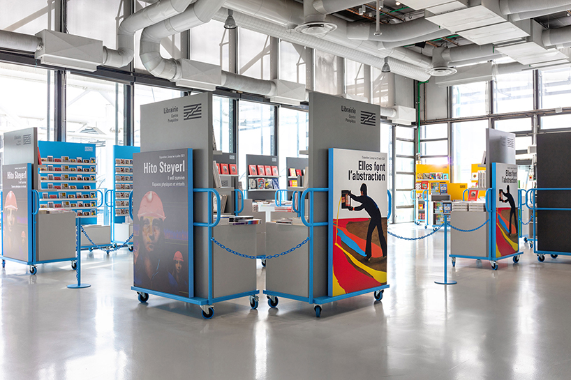 studio 5•5 redesigns bookshop with transportable trolley furniture at centre pompidou