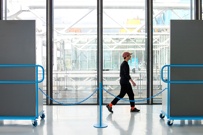 studio 5•5 redesigns bookshop with transportable trolley furniture at centre pompidou