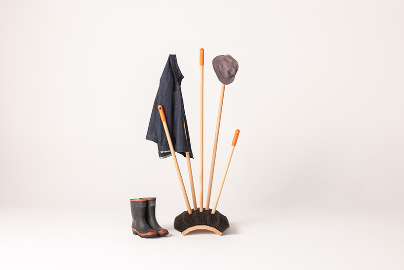 five hardware store brooms sculpt playful coatrack by clark bardsley design - 2