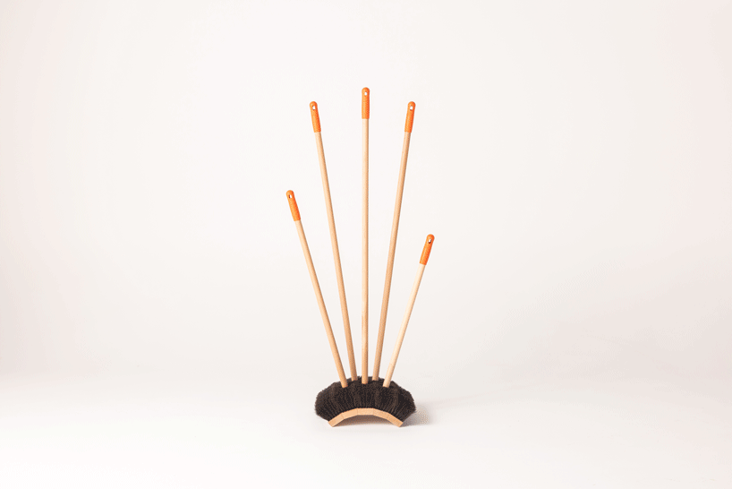 five hardware store brooms sculpt playful coatrack by clark bardsley design - 1