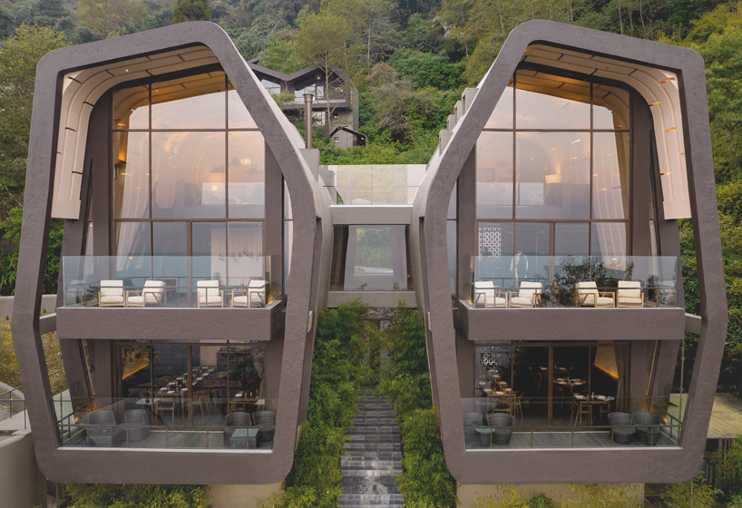 MAP's cloud catcher emerges from nepal hillside resort as two rock-like volumes