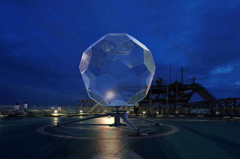 vincent leroy's geodesic 'illusion lens' installation lands on a tokyo rooftop designboom