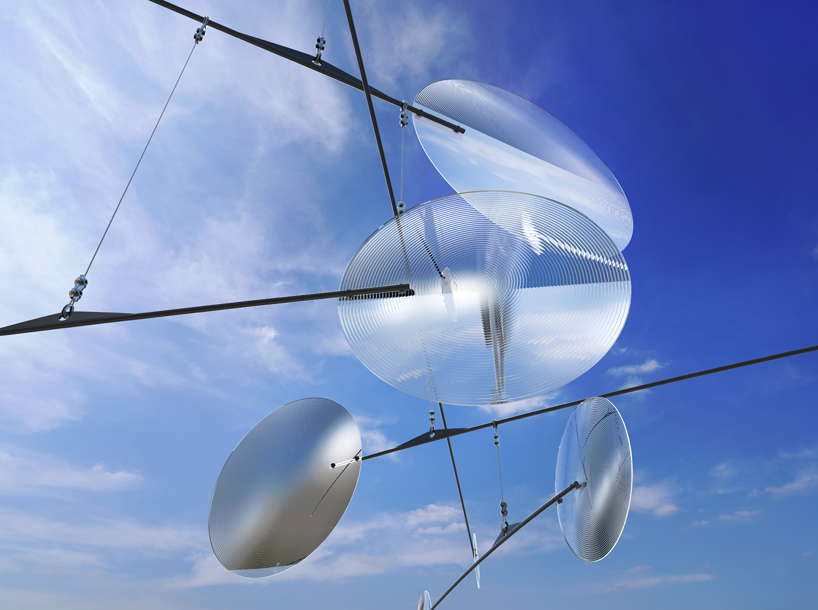 vincent leroy filters reality with 'floating lens' installation on parisian rooftops